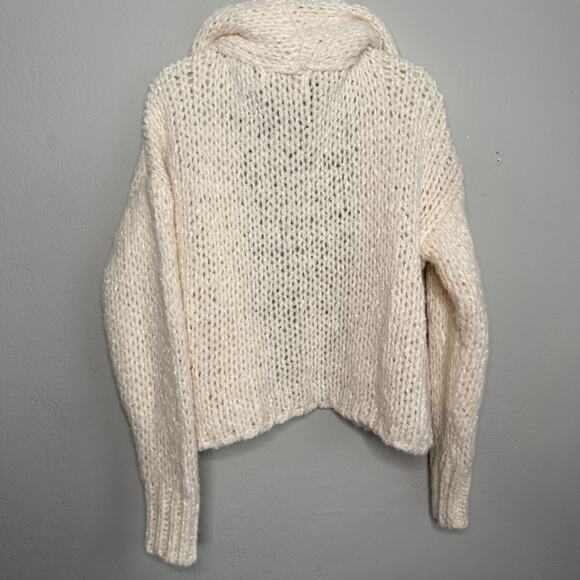 Anthropologie Knit Cardigan Cropped Sweater White Size XS - Picture 3 of 7